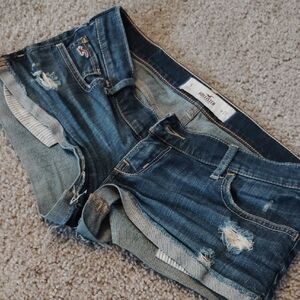 Hollister Blue Ripped Denim Shorts